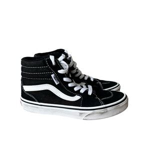 VANS unisex black and white classic hi top sneakers youth size 2/EU 32.5